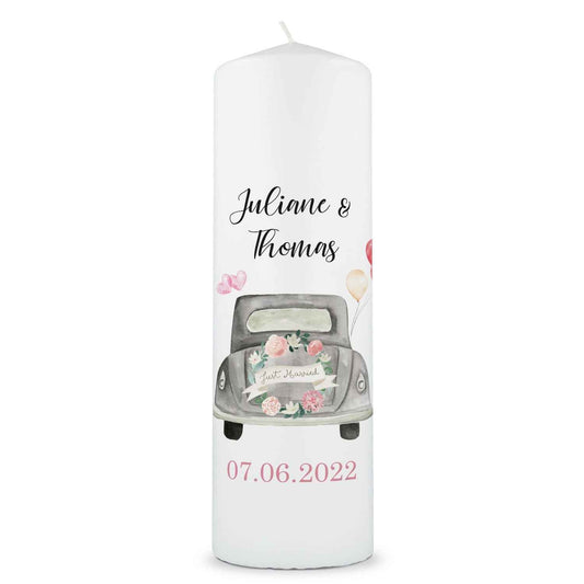 Große Kerze "Just Married" - Hochzeitskerze mit Namen, Datum & Wunschtext