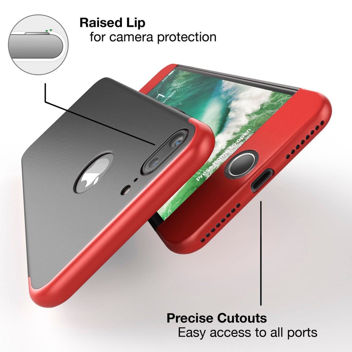 NALIA 360 Grad Handyhülle kompatibel mit iPhone 7 Plus, Full-Cover & Glas vorne hinten Hülle Doppel-Schutz Dünn Ganzkörper Hard-Case Etui Handy-Tasche Bumper & Displayschutz