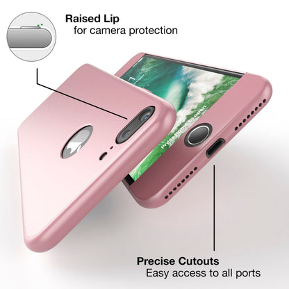 NALIA 360 Grad Handyhülle kompatibel mit iPhone 7 Plus, Full-Cover & Glas vorne hinten Hülle Doppel-Schutz Dünn Ganzkörper Hard-Case Etui Handy-Tasche Bumper & Displayschutz