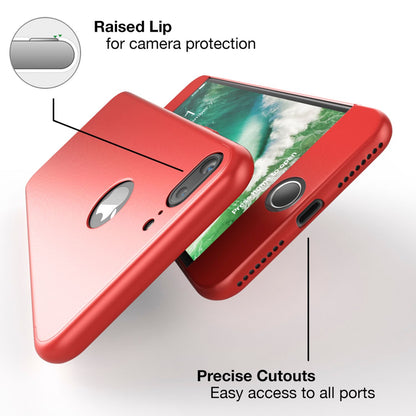 NALIA 360 Grad Handyhülle kompatibel mit iPhone 7 Plus, Full-Cover & Glas vorne hinten Hülle Doppel-Schutz Dünn Ganzkörper Hard-Case Etui Handy-Tasche Bumper & Displayschutz
