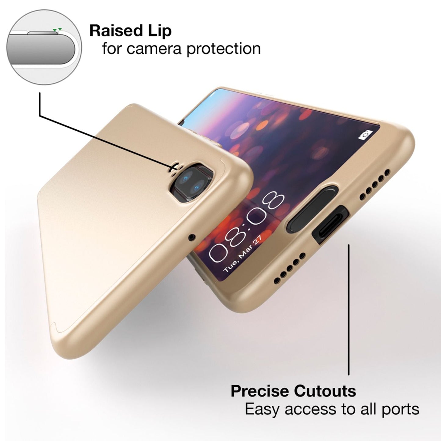 NALIA Rundum Handyhülle kompatibel mit Huawei P20, Cover 360° Grad Hülle Full-Body Doppel-Schutz mit Displayschutzglas, Slim Bumper Hard-Case 2 in 1 Etui, Rückseite & Rahmen