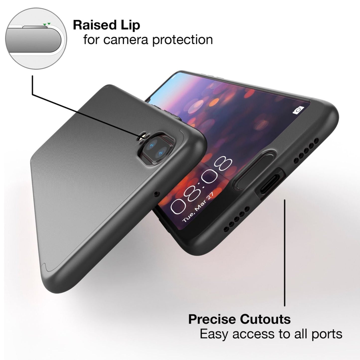 NALIA Rundum Handyhülle kompatibel mit Huawei P20, Cover 360° Grad Hülle Full-Body Doppel-Schutz mit Displayschutzglas, Slim Bumper Hard-Case 2 in 1 Etui, Rückseite & Rahmen