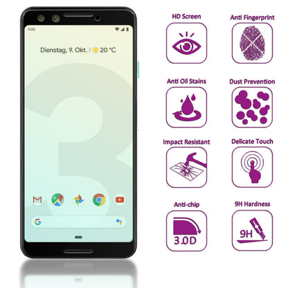 NALIA Schutzglas kompatibel mit Google Pixel 3, 9H Full-Cover Display Schutz Glas-Folie, Dünne Handy Schutzfolie Bildschirm-Abdeckung, Schutz-Film Clear HD Screen Protector - Transparent (schwarz)