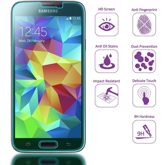 NALIA Schutzglas kompatibel mit Samsung Galaxy S5 / S5 Neo, Full-Cover Displayschutz Handy-Folie, 9H Härte Glas-Schutzfolie Bildschirm-Abdeckung, Schutz-Film Clear HD Screen Protector - Transparent