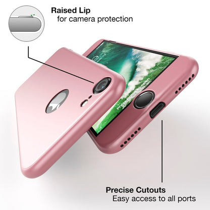 NALIA Rundum Handyhülle kompatibel mit iPhone 7, Cover 360° Grad Full-Body Doppel-Schutz Hülle mit Displayschutzglas, Bumper Hard-Case 2 in 1 Etui, Rückseite & Rahmen