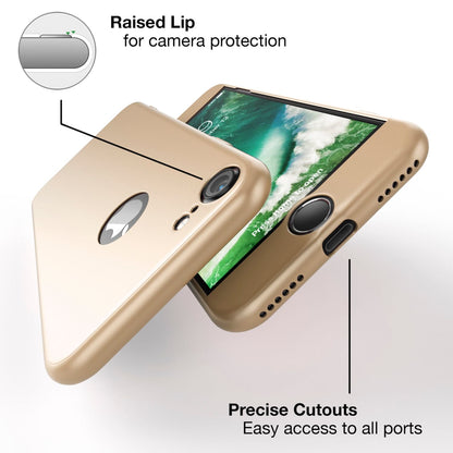 NALIA Rundum Handyhülle kompatibel mit iPhone 7, Cover 360° Grad Full-Body Doppel-Schutz Hülle mit Displayschutzglas, Bumper Hard-Case 2 in 1 Etui, Rückseite & Rahmen