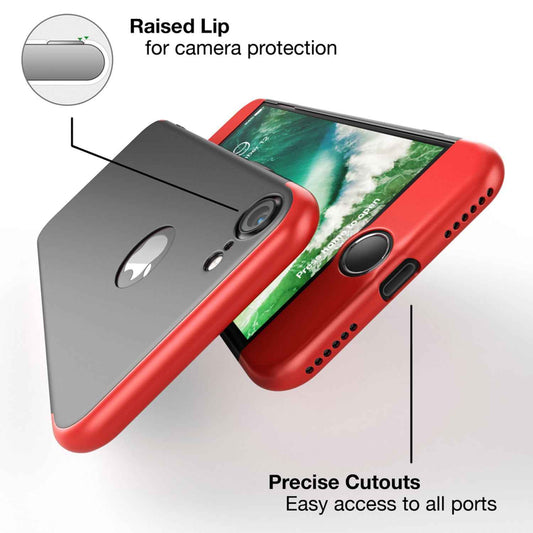 NALIA Rundum Handyhülle kompatibel mit iPhone 7, Cover 360° Grad Full-Body Doppel-Schutz Hülle mit Displayschutzglas, Bumper Hard-Case 2 in 1 Etui, Rückseite & Rahmen