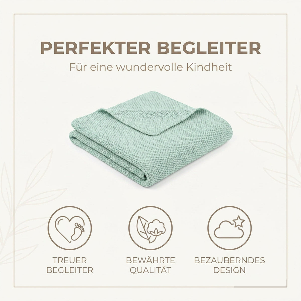 Babydecke Reiskorn-Struktur "Heller Eukalyptus"
