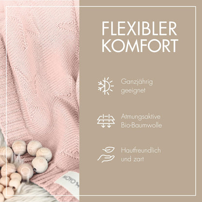 Strick Babydecke Sternenmuster zauberhafter Rosenquarz