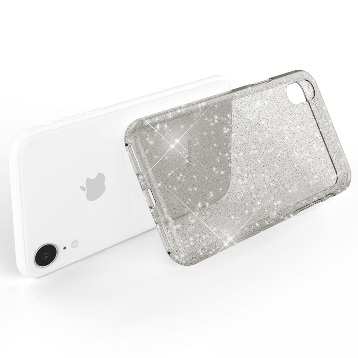 NALIA Glitzerhülle für iPhone XR – Funkelndes Silikon Case – DAZZLIN (Transparent & Stoßfest) – Marke aus Berlin