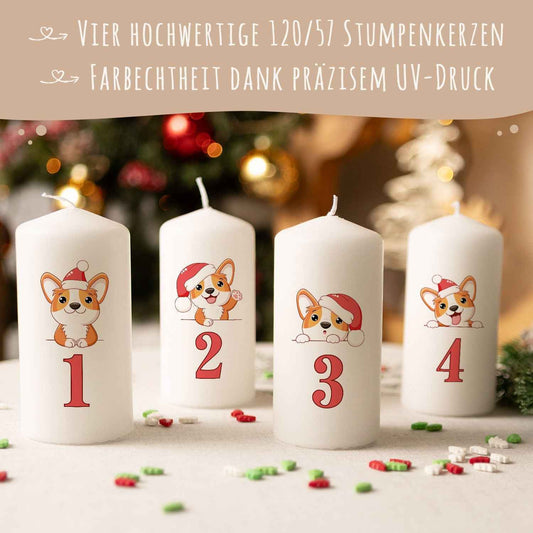 Kleine Kerzen "Advent Hunde" - Adventskerzen im 4er Set