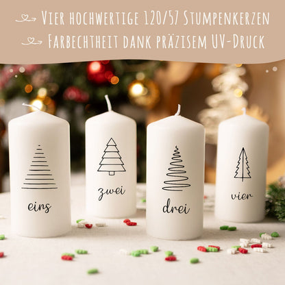 Kleine Kerzen "Tannenbäume" - Adventskerzen im 4er Set