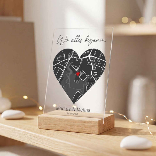 Personalisiertes Acrylglas mit dem Motiv "Wo alles begann"