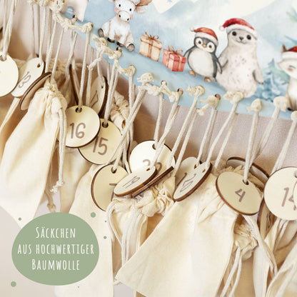 Personalisierter Adventskalender aus Holz mit Druckmotiv & Namen - Nordpol
