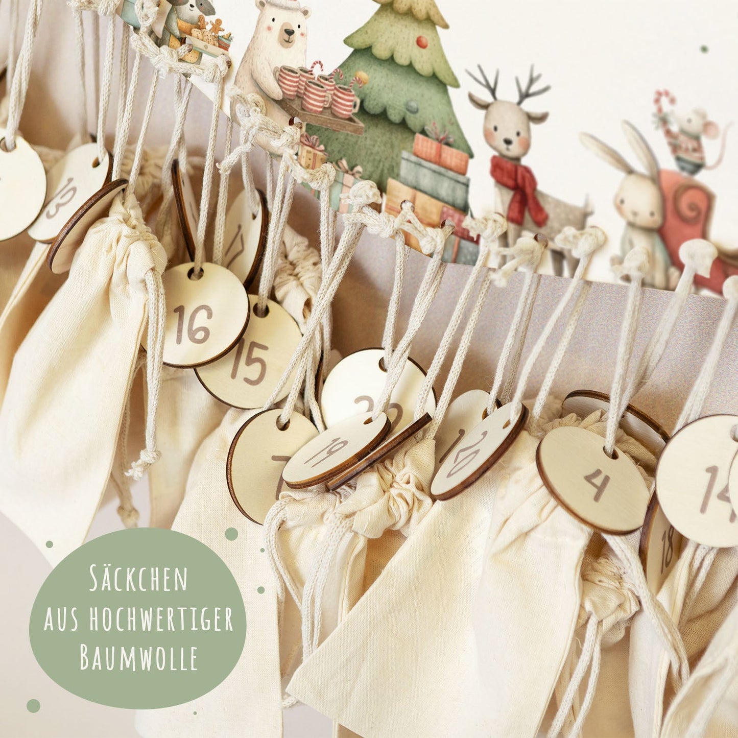 Personalisierter Adventskalender aus Holz mit Druckmotiv & Namen - Festvorbereitung