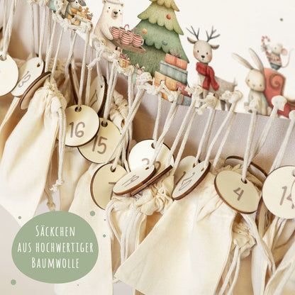 Personalisierter Adventskalender aus Holz mit Druckmotiv & Namen - Festvorbereitung