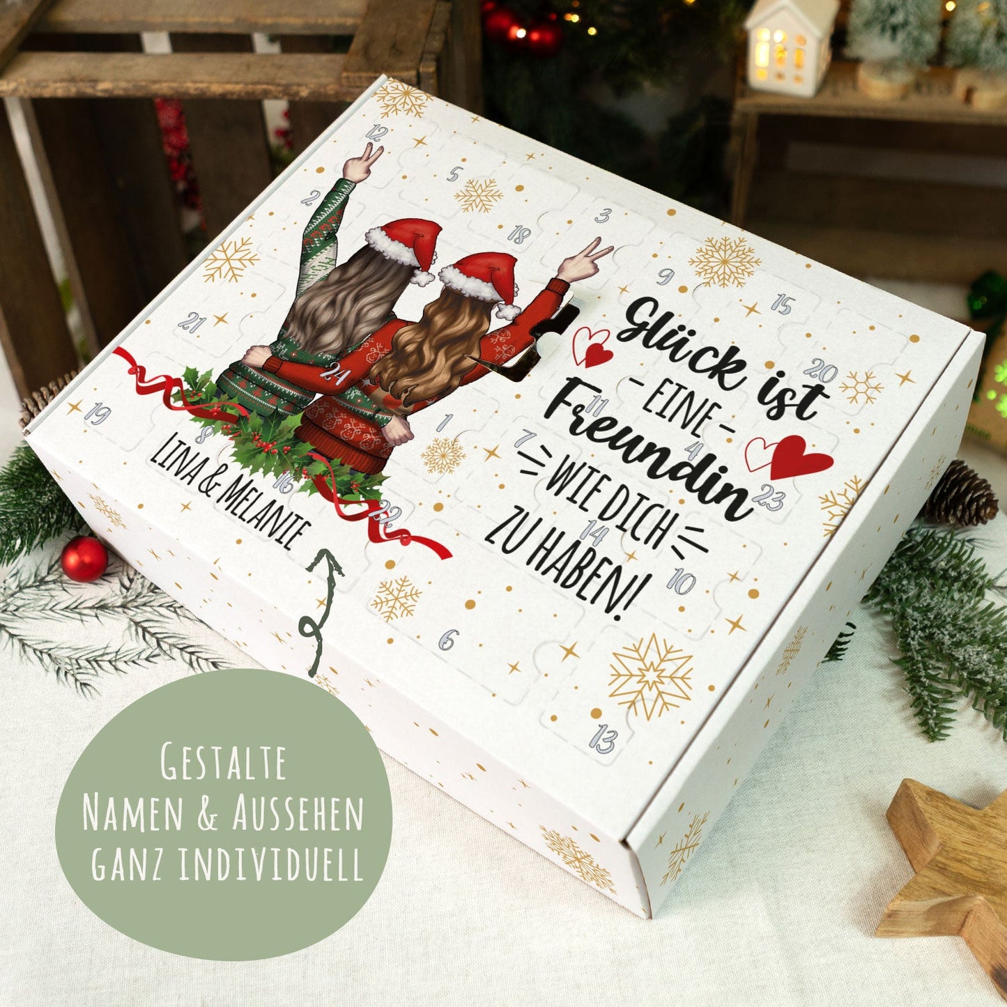 Personalisierter DIY Adventskalender - Konfigurator Freundinnen zum selbst Befüllen