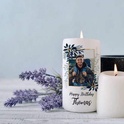 Kleine Kerze "Happy Birthday Foto" - Geburtstagskerze mit Namen und eigenem Foto