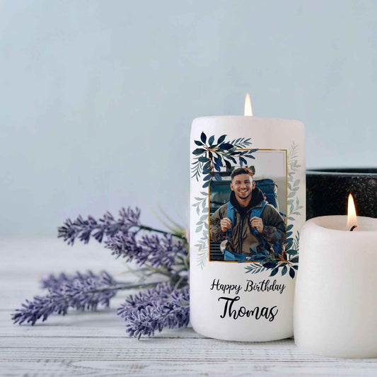 Kleine Kerze "Happy Birthday Foto" - Geburtstagskerze mit Namen und eigenem Foto
