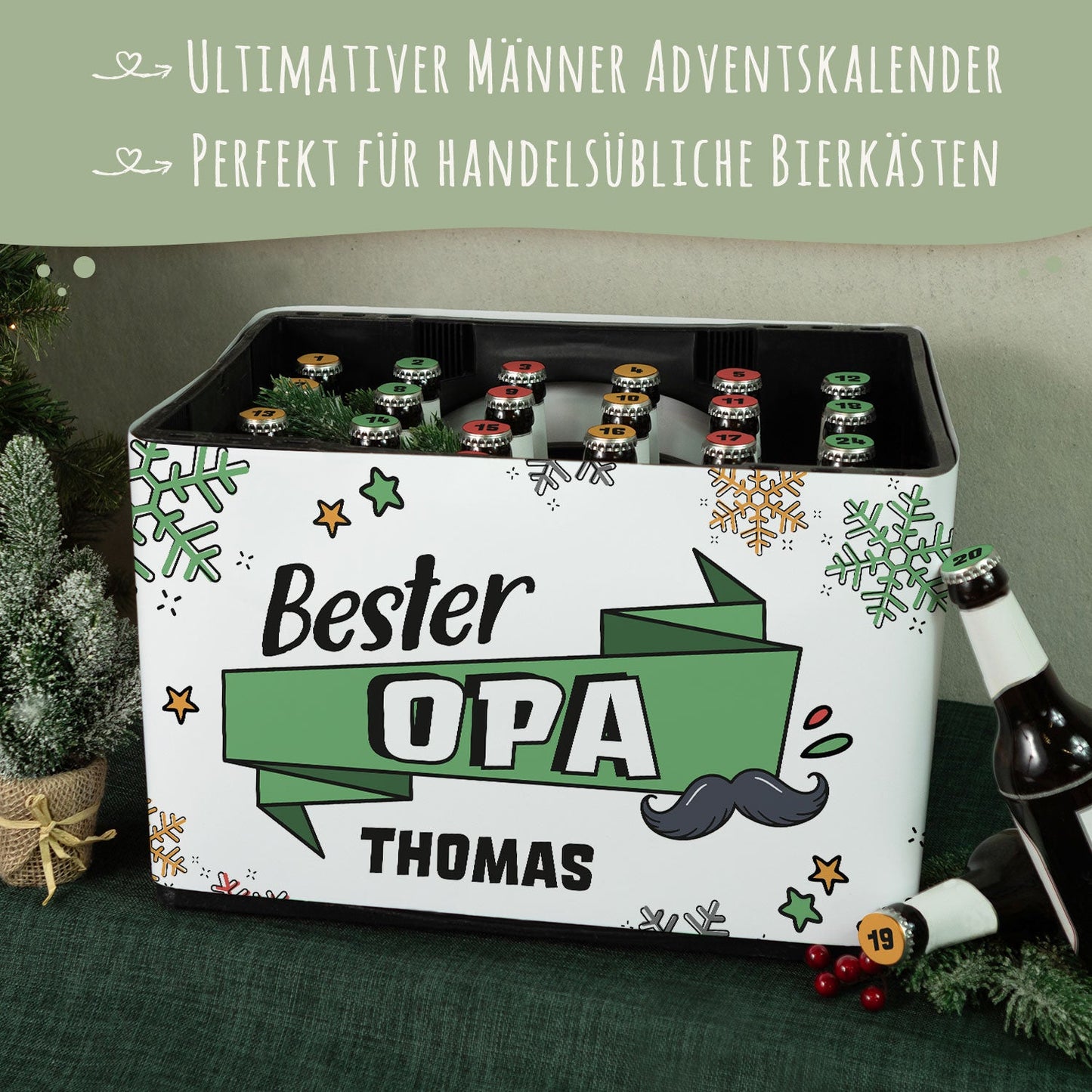 DIY Bierkasten Banderole mit 24 Deckelaufklebern - Bester Opa
