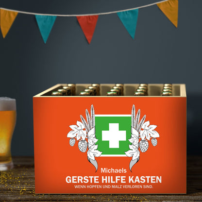 DIY Bierkasten Banderole mit 24 Deckelaufklebern - Gerste Hilfe