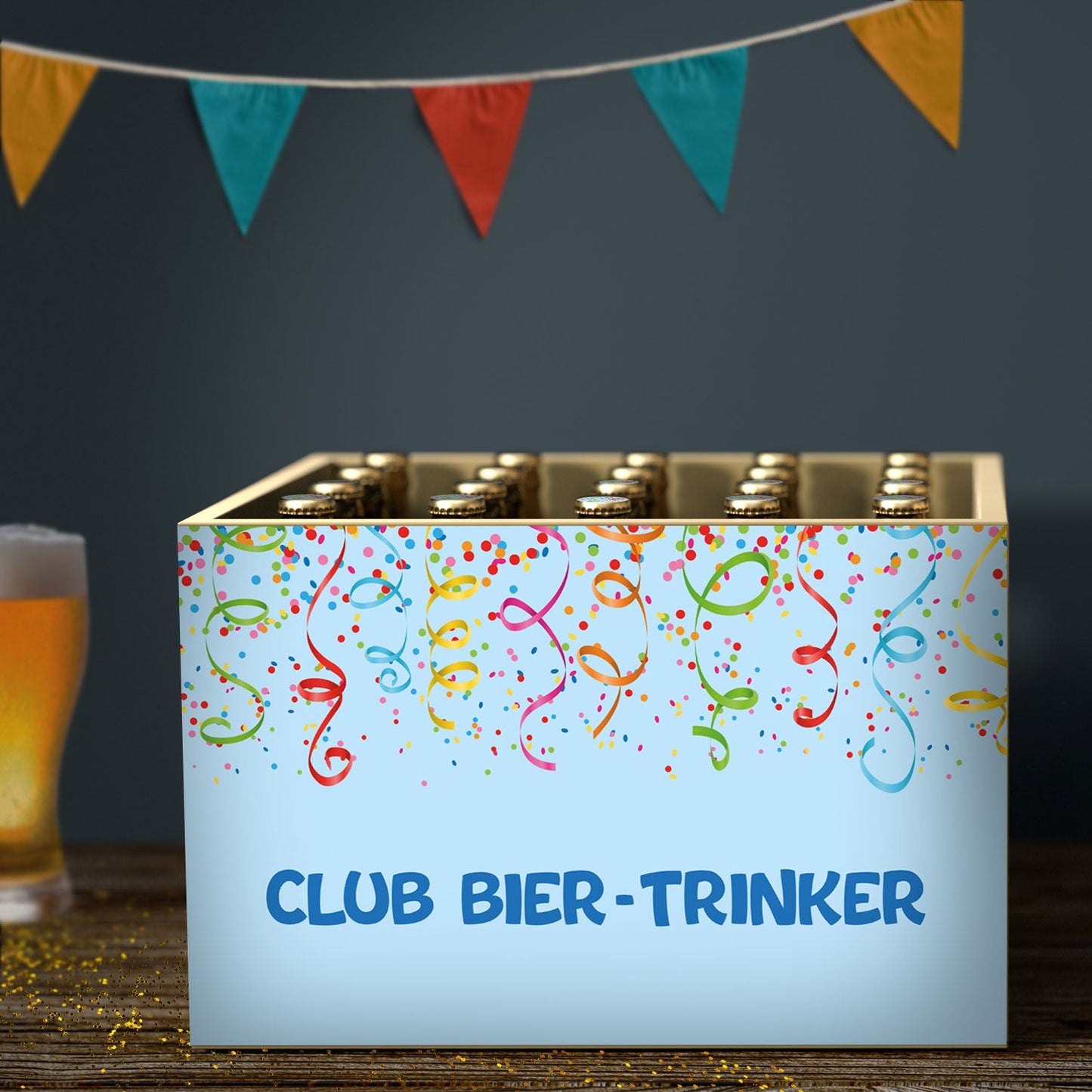 DIY Bierkasten Banderole mit 24 Deckelaufklebern - Karneval