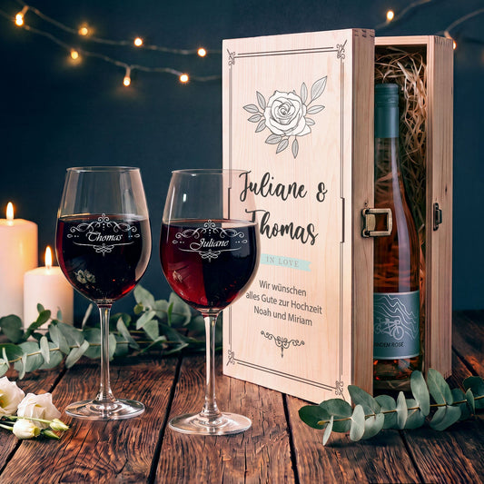 Leonardo Weingläser "Vintage Weinranke" mit Namen im Set