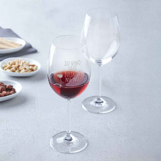 Leonardo Weinglas mit Gravur "Zu Vino sag ich nie no" mit Namen