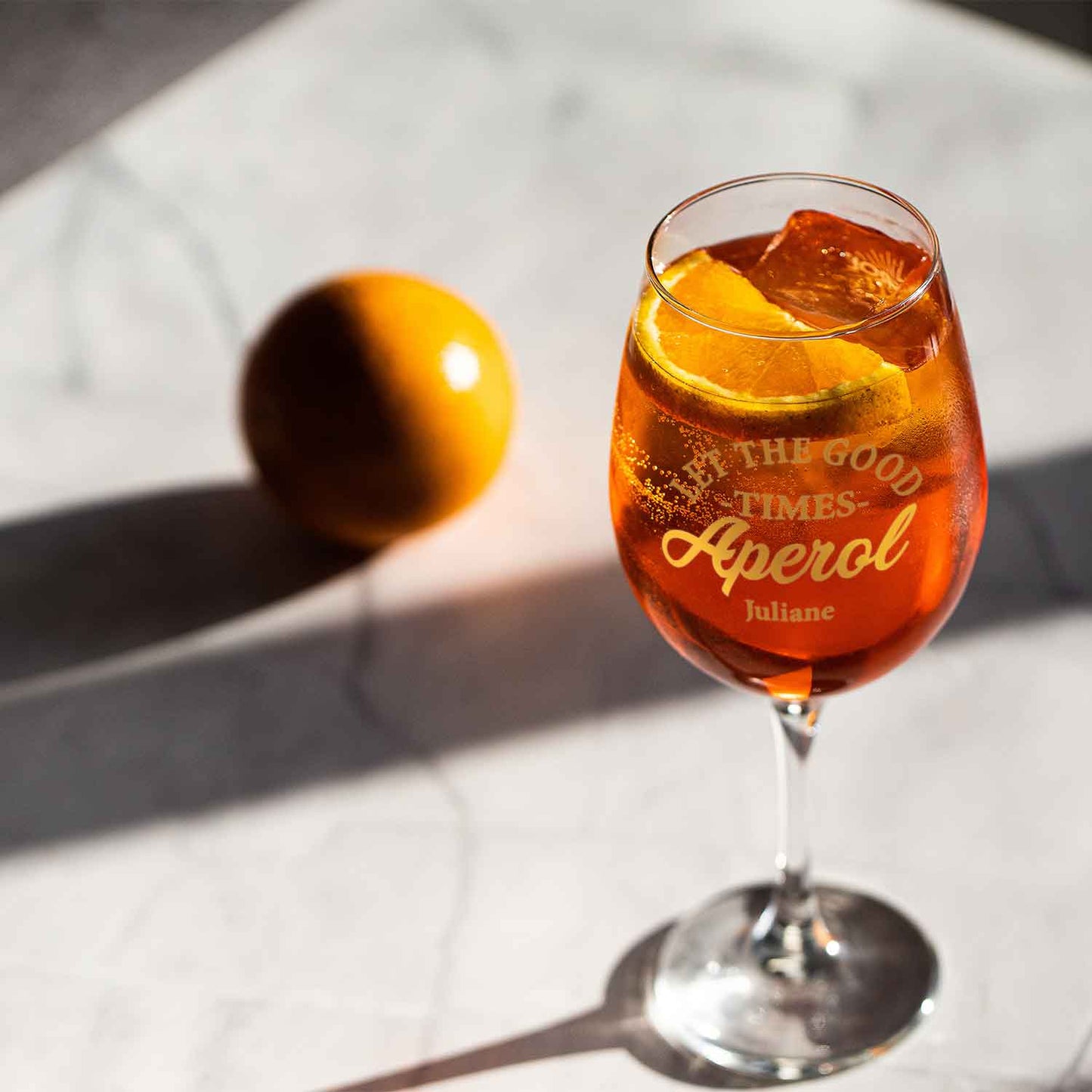 Leonardo Weinglas mit UV-Druck - "Let the  good times Aperol" mit Namen
