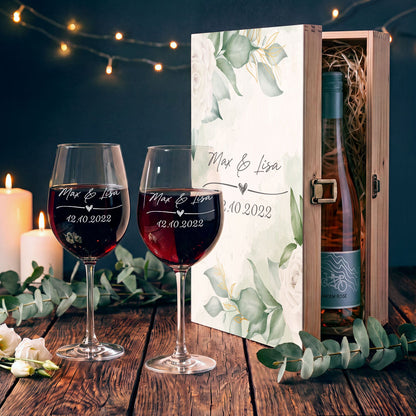 Leonardo Gläser mit Gravur im "Wedding Love" Design als Set