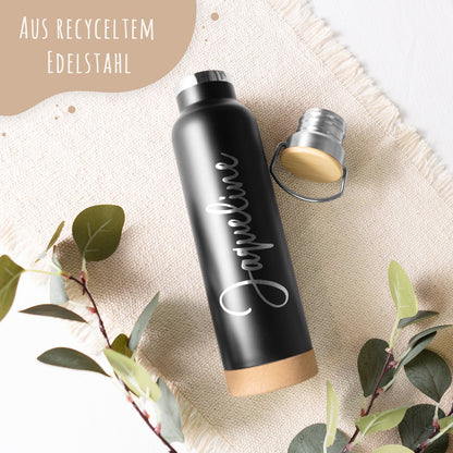 Gravierte Trinkflasche aus Edelstahl - Wunschname