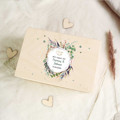 Erinnerungskiste mit UV-Druck im Flower Wedding Design - Personalisiertes Geschenk zur Hochzeit