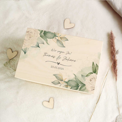 Erinnerungskiste mit UV-Druck im Wedding Love Design - Personalisiertes Geschenk zur Hochzeit
