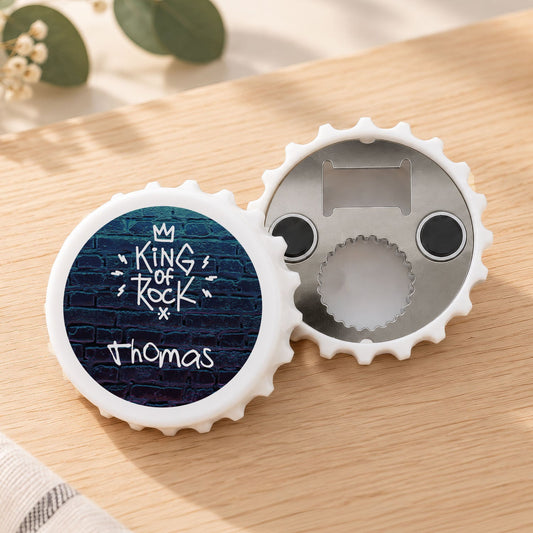 Flaschenöffner mit UV Druck - Rock Design - Personalisiert mit Namen