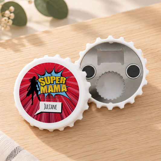 Flaschenöffner mit UV Druck - Superhelden Design - Personalisiert mit Namen