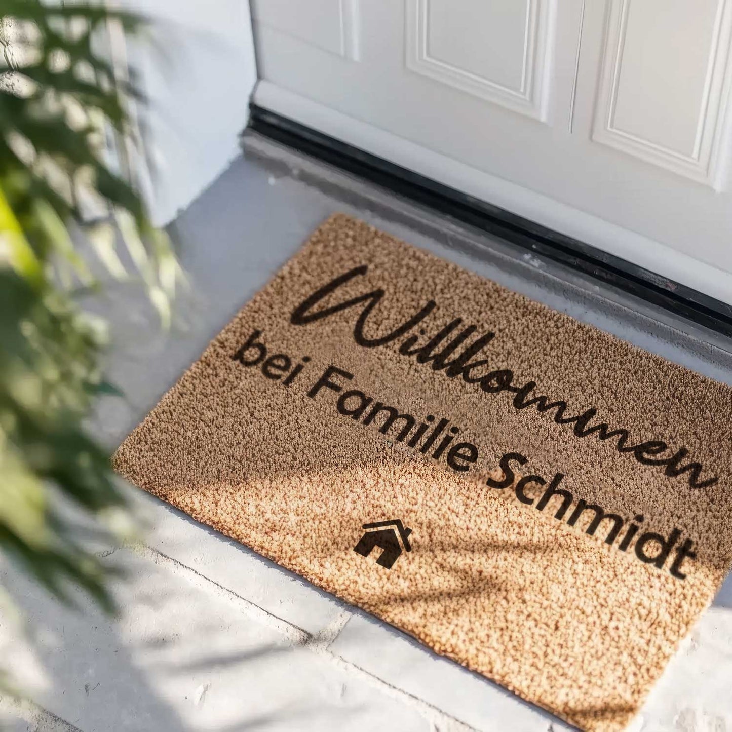 Personalisierte Kokos Fußmatte – Willkommen mit Euren Namen