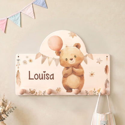 Personalisierte Garderobe fürs Kinderzimmer - Bär