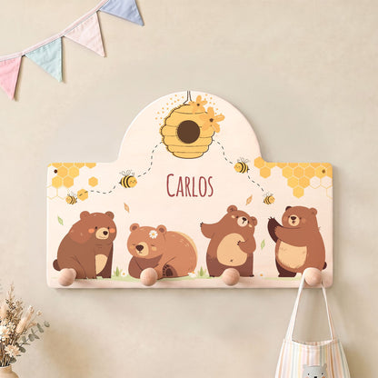 Personalisierte Garderobe fürs Kinderzimmer - Bären & Bienen