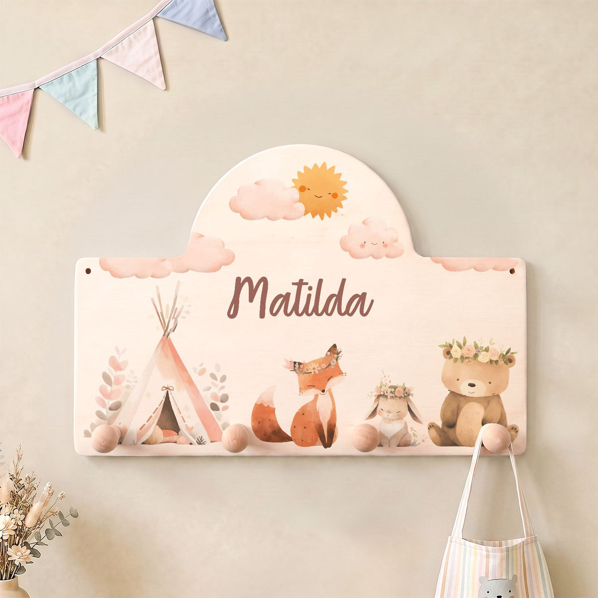 Personalisierte Garderobe fürs Kinderzimmer - Camping