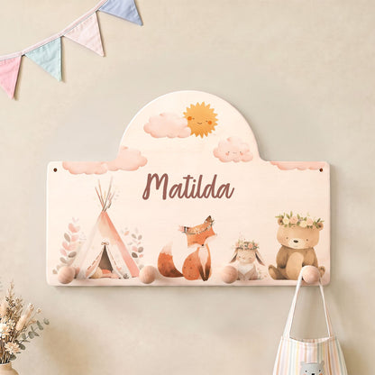 Personalisierte Garderobe fürs Kinderzimmer - Camping