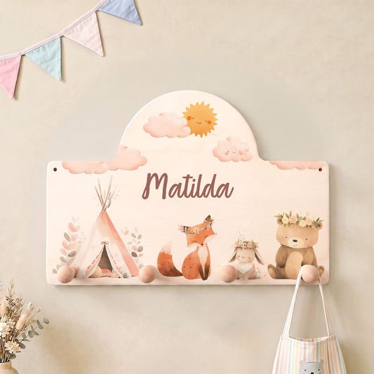 Personalisierte Garderobe fürs Kinderzimmer - Camping