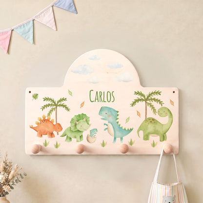 Personalisierte Garderobe fürs Kinderzimmer - Dino