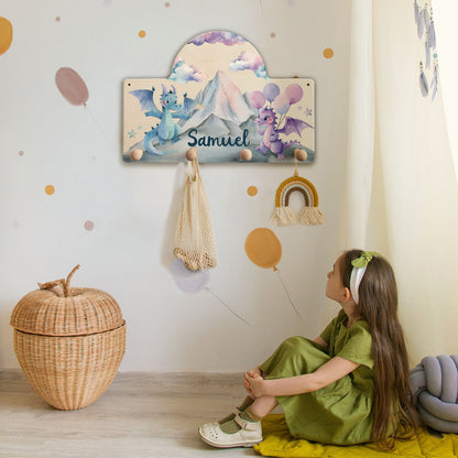 Personalisierte Garderobe fürs Kinderzimmer - Drache