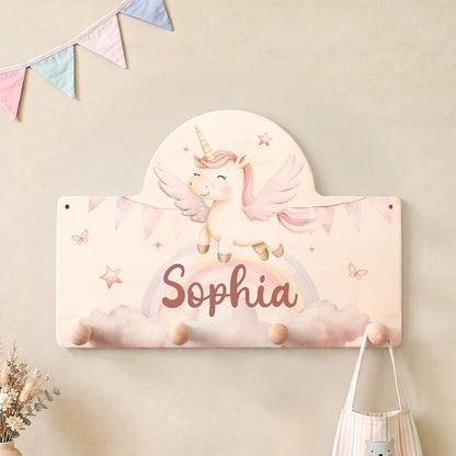 Personalisierte Garderobe fürs Kinderzimmer - Einhorn