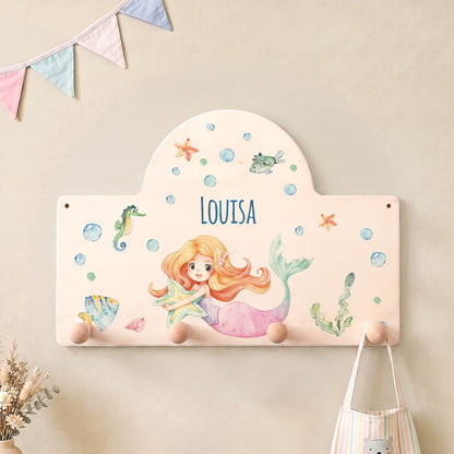 Personalisierte Garderobe fürs Kinderzimmer - Meerjungfrau