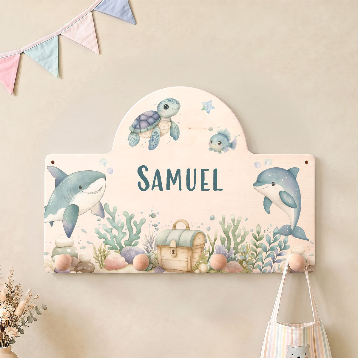 Personalisierte Garderobe fürs Kinderzimmer - See