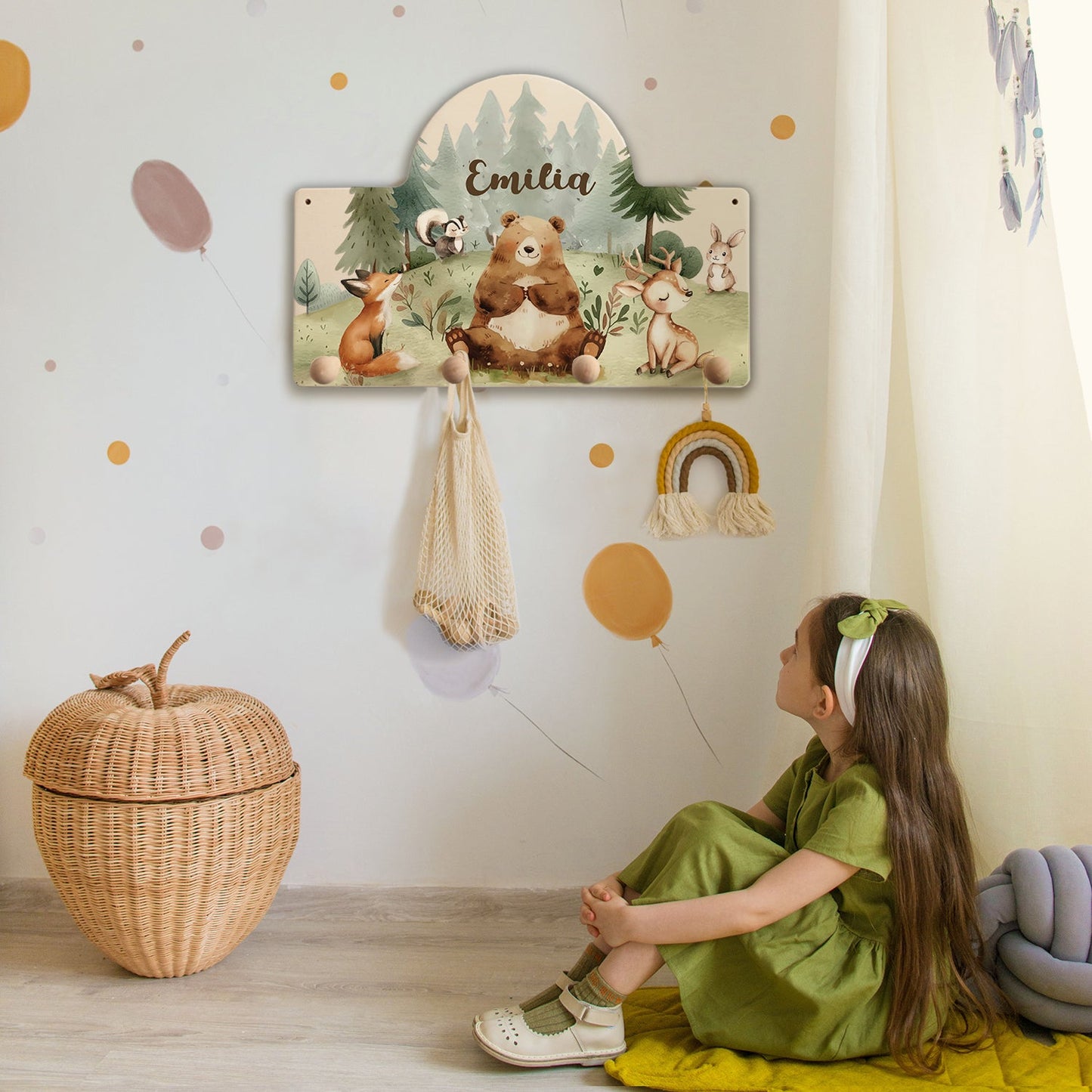 Personalisierte Garderobe fürs Kinderzimmer - Wald