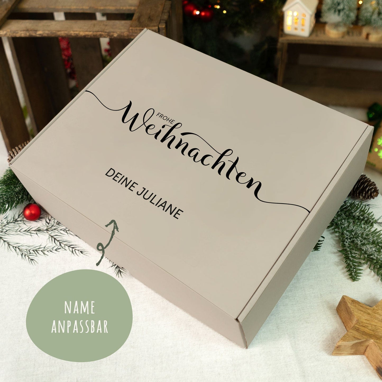 Personalisierte DIY Geschenkbox - Frohe Weihnachten mit Wunschtext