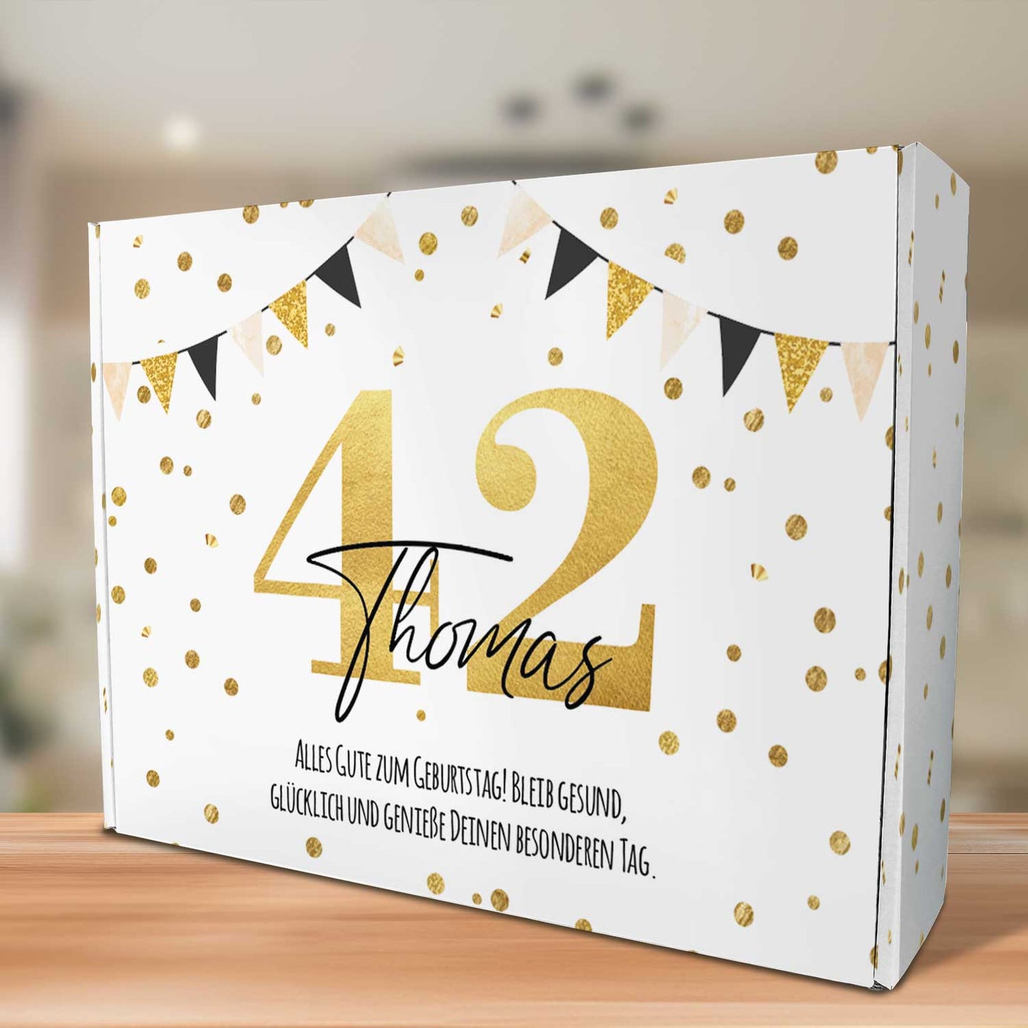 Personalisierte DIY Geschenkbox - Gold mit Wunschtext