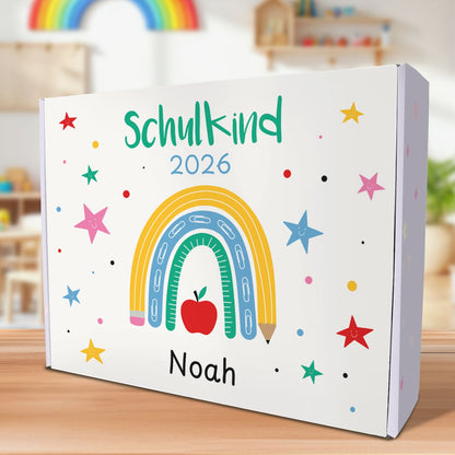 Personalisierte Geschenkbox - Schulkind Regenbogen - Einschulung